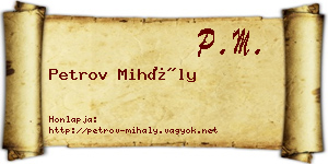 Petrov Mihály névjegykártya